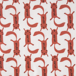 Printed Cotton NUTZ Red Tile / Black